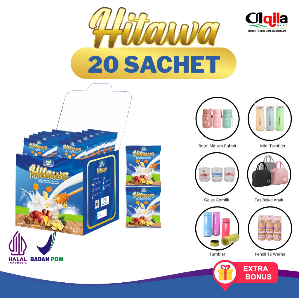 

HITAWA Sachet 20pcs Susu Etawa Jahe Baik untuk Nyeri Sendi Asam Urat