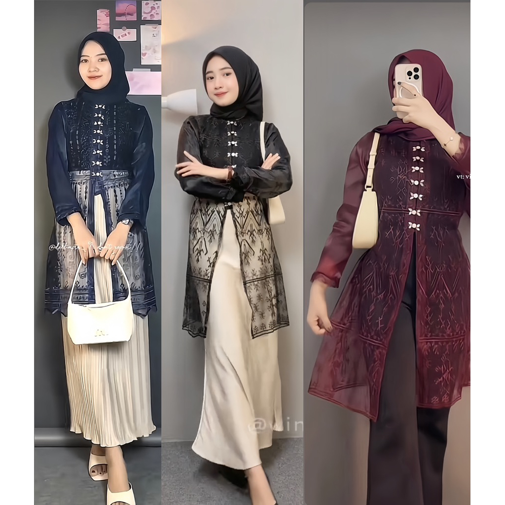 Outer hadju brokat sapto terbaru / Outer brokat sapto payet mutiara