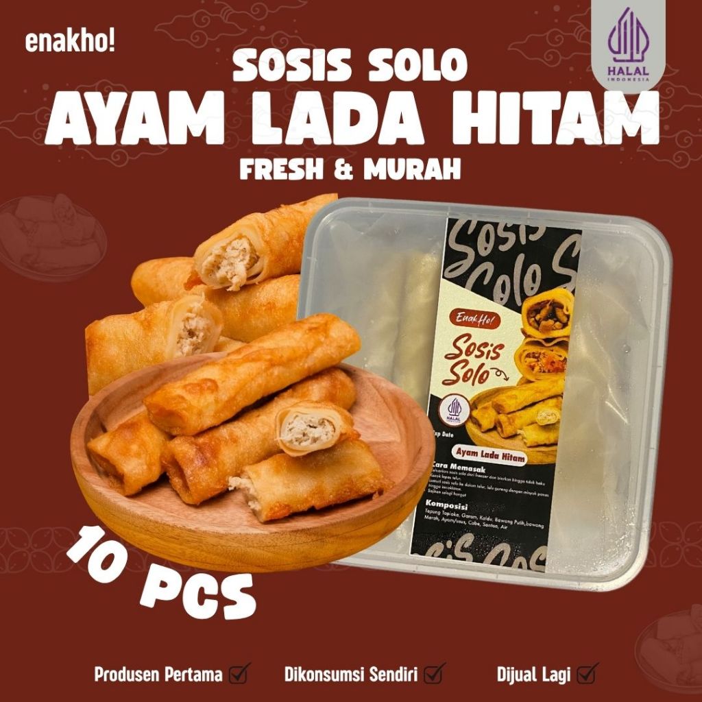 

SOSIS SOLO ENAKHO ISI AYAM LADA HITAM FROZEN FOOD