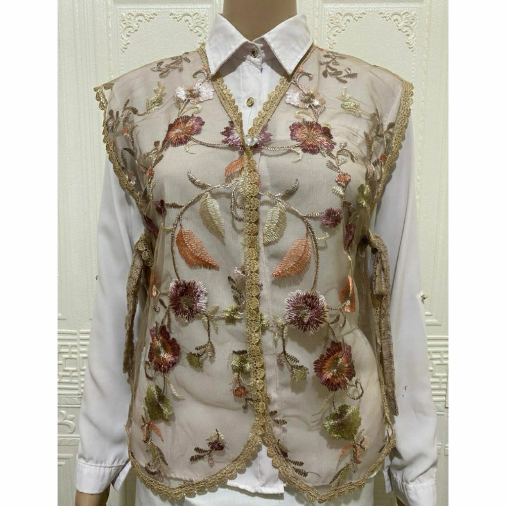 kebaya atasan vest kondangan kondangan tille garden warna mocca cream milo series