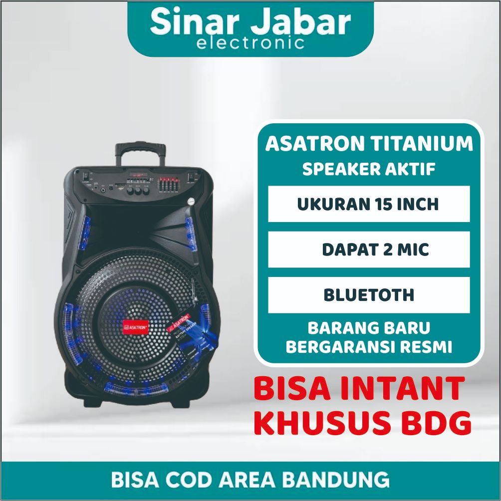 SPEAKER ASATRON 15'' 2 MIC(TITANIUM) / Asatron 15 Inch Speaker Bluetooth