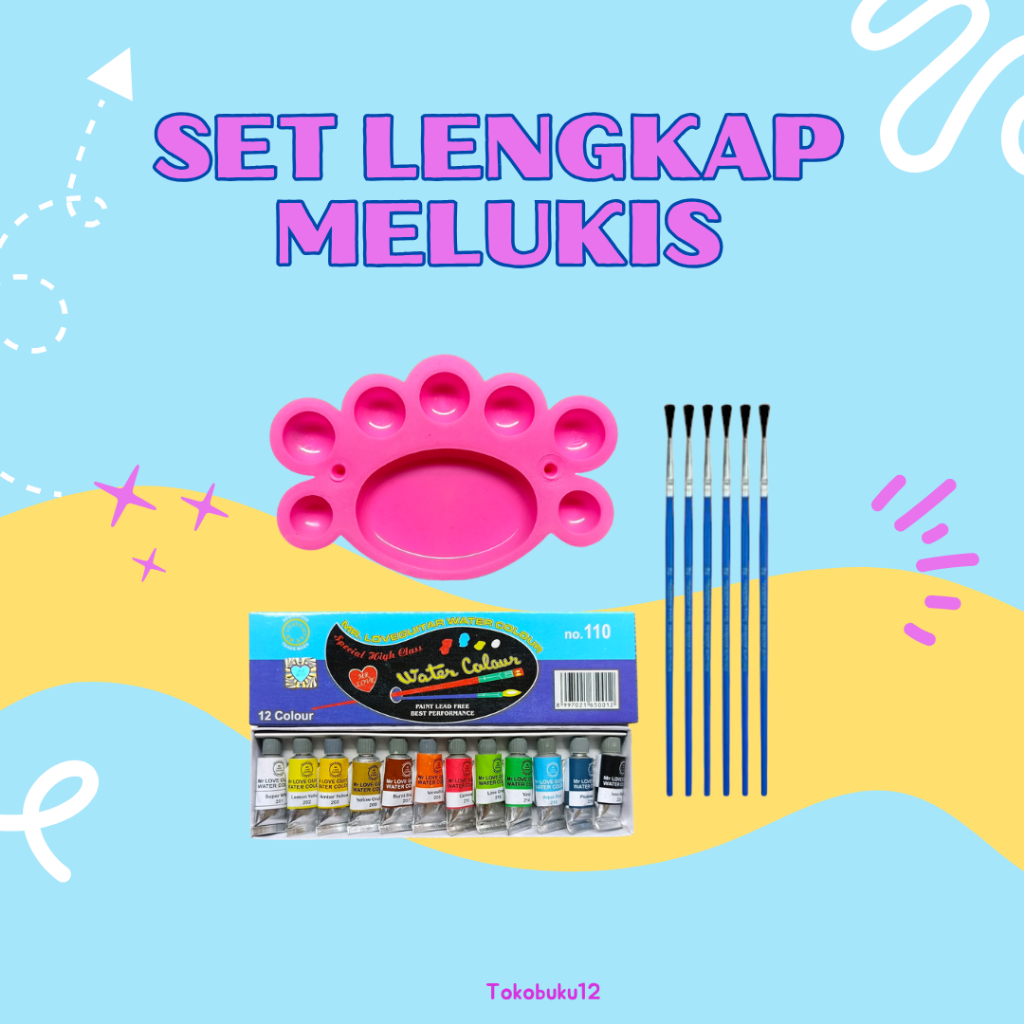 

Perlengkapan Melukis Set 3 Item (Cat Air + Kuas + Palet Lukis)