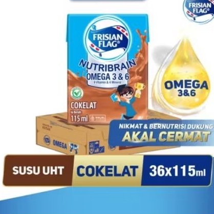 Frisian Flag Omega Susu UHT Chocolate 115ml [36 Pcs] / Susu Frisian Flag 1 Dus Murah