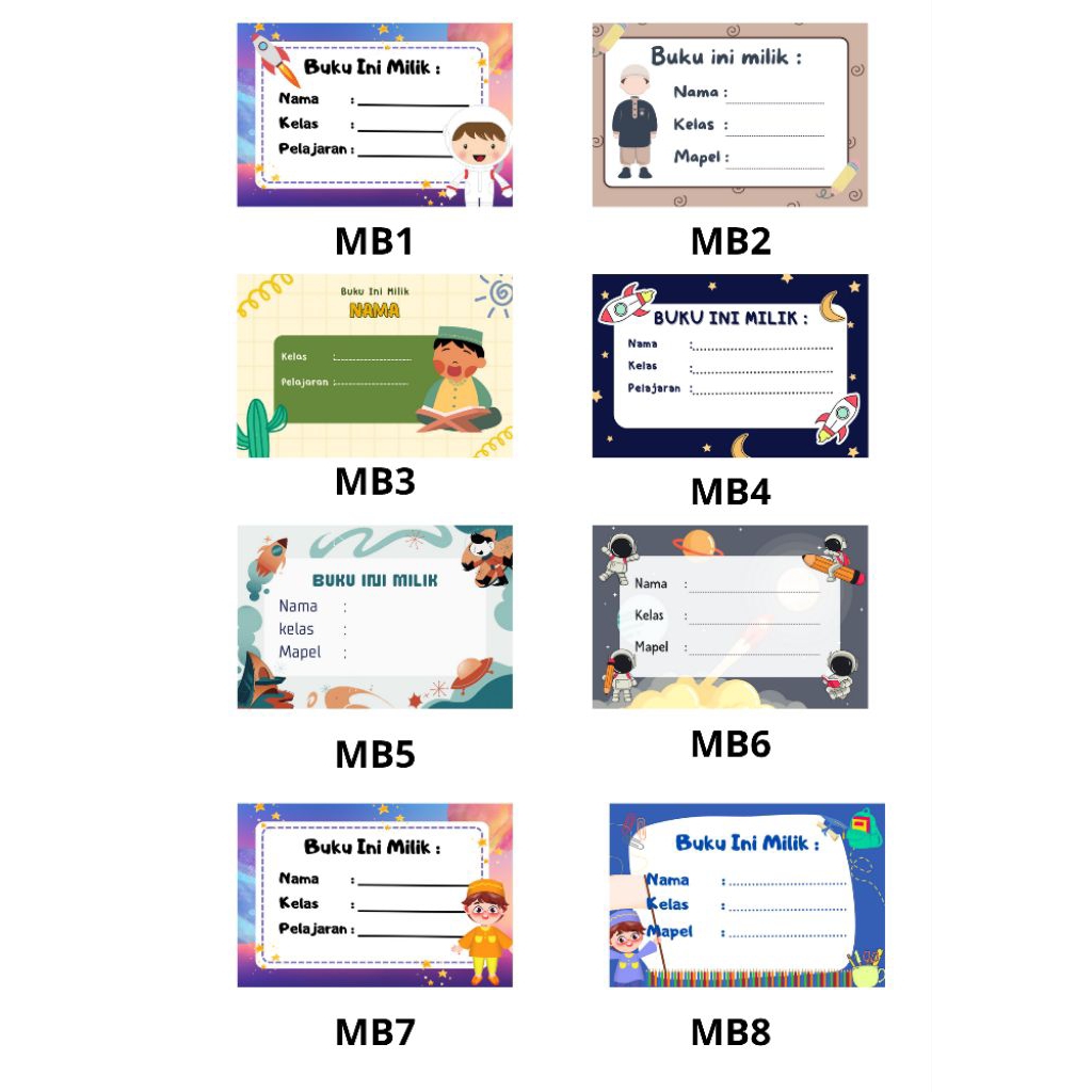 

label buku pelajaran, stiker anti luntur anti air