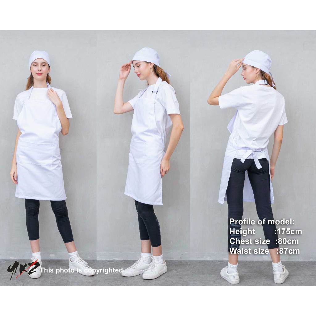 <apron>apron barista / celemek barista / apron chef / apron polos warna putih