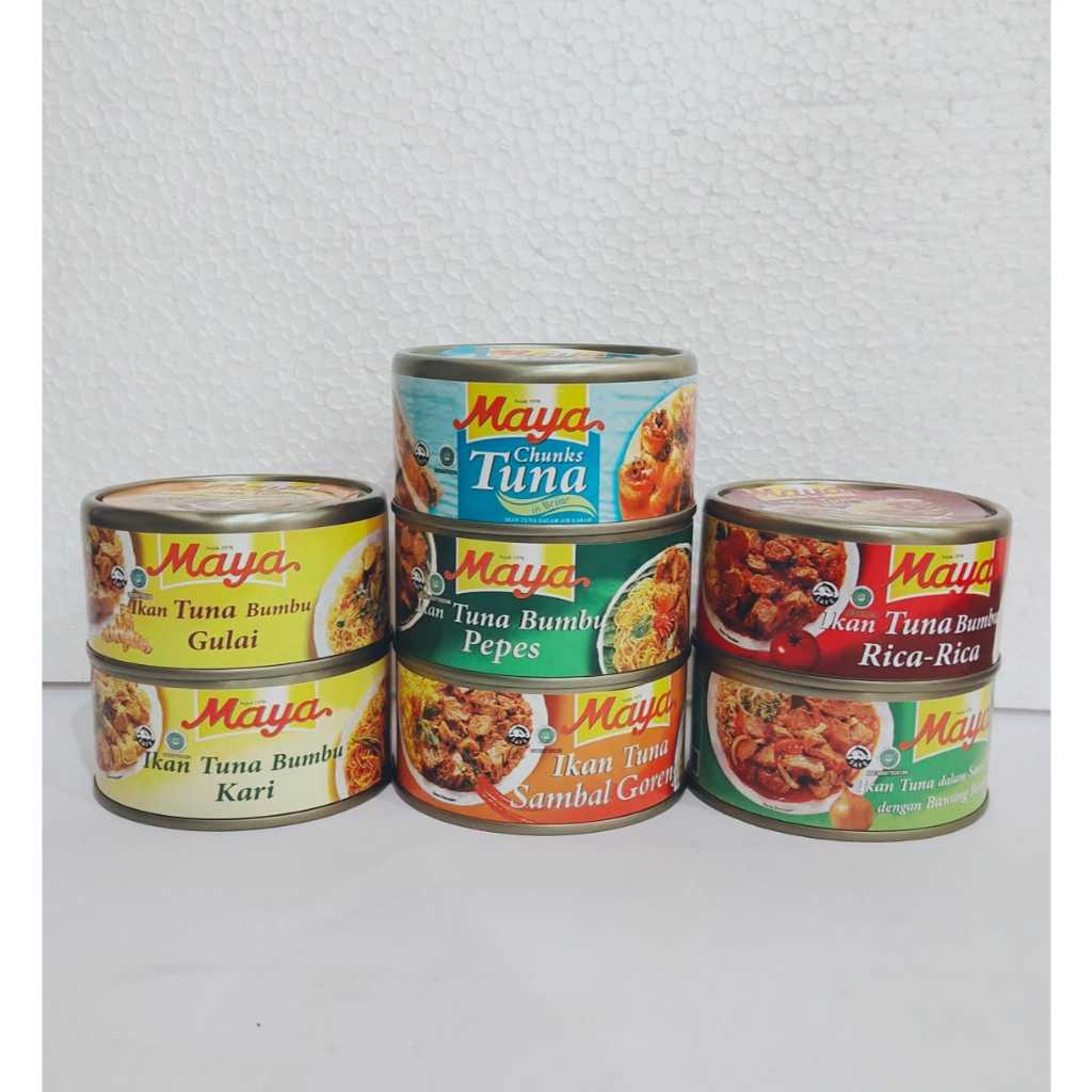 

MAYA Ikan Tuna 185GR KALENG - All Varian Pepes | Gulai | Sambal Goreng | Rica-Rica | Bombay | Spring water | Kari