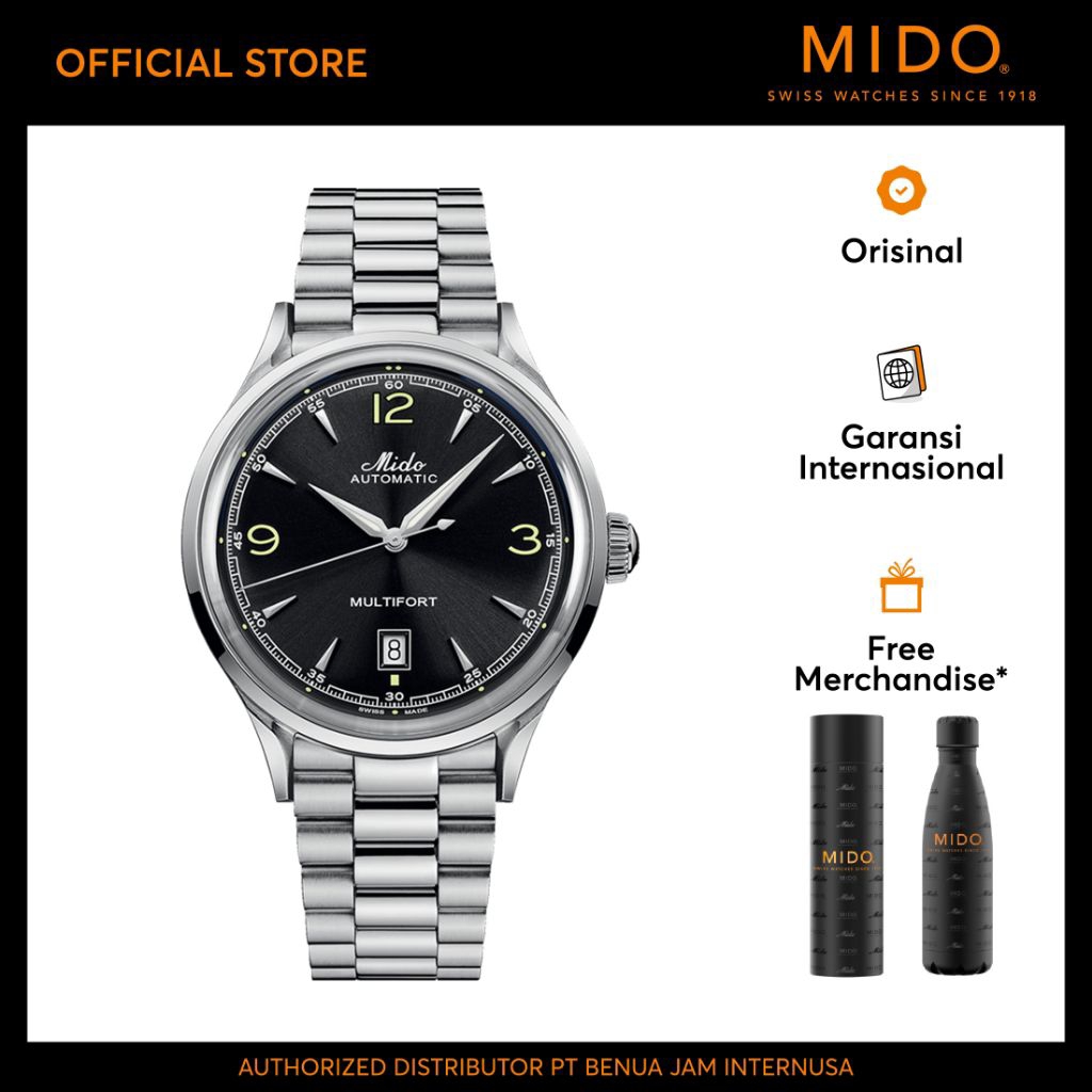 MIDO M0404071105700 Multifort Powerwind Patrimony Black Dial