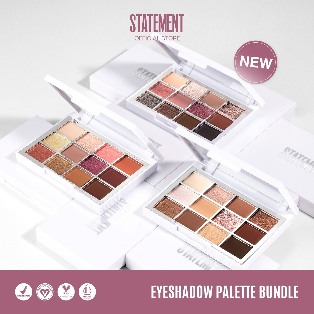 Statement Beauty Eyeshadow Palette Bundle - Your Nude, Romantic Glam & Royal Peach