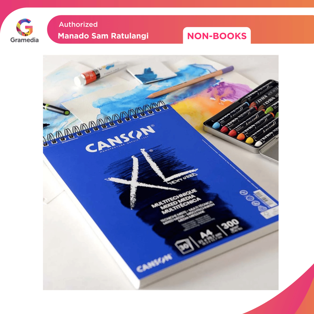 

Gramedia Manado-Canson Sketchbook XL Mix Media 30 Lembar A4