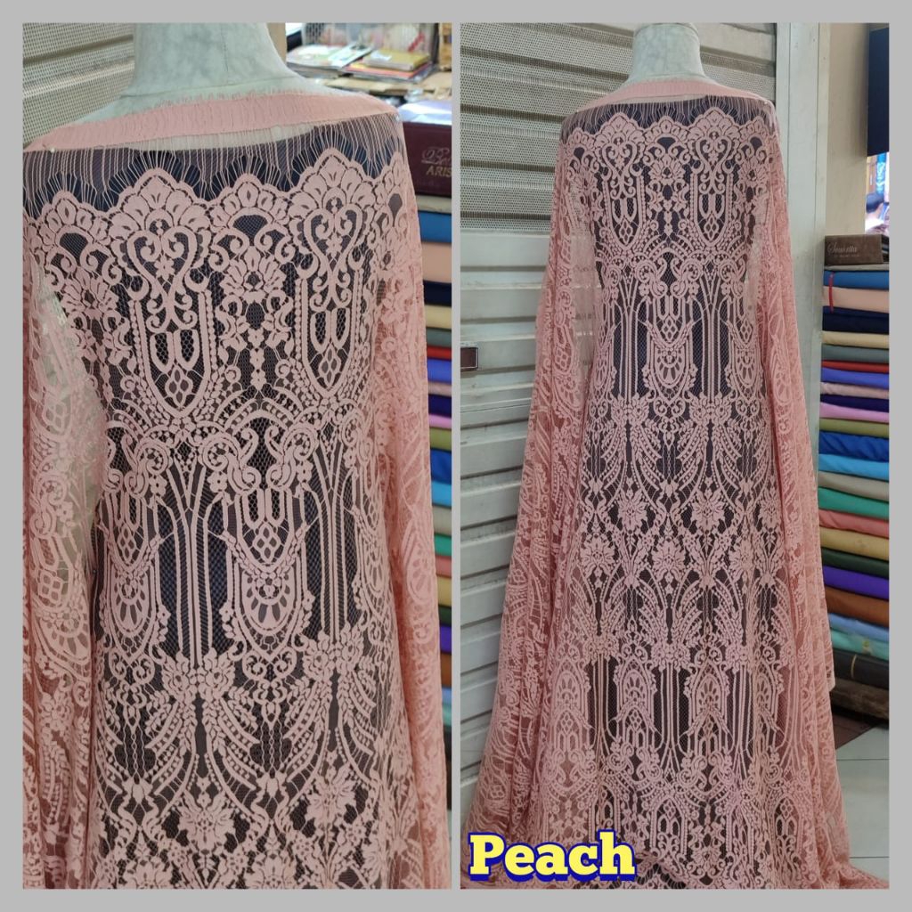 (COD)... Brokat kain semi Prancis bunga sapto termewah untuk baju kebaya