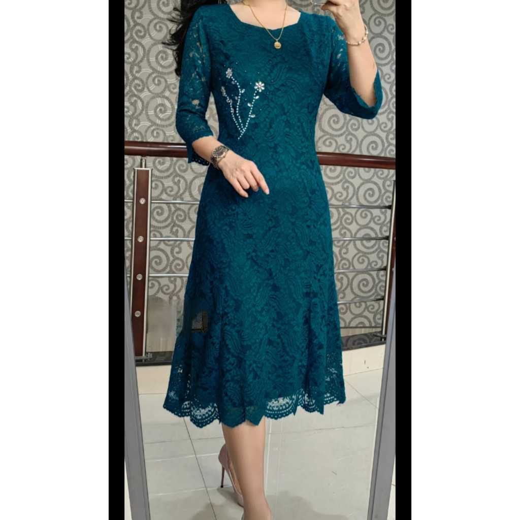 DRESS SEMI PRANCIS KEBAYA BROKAT PESTA WANITA/KEKINIAN