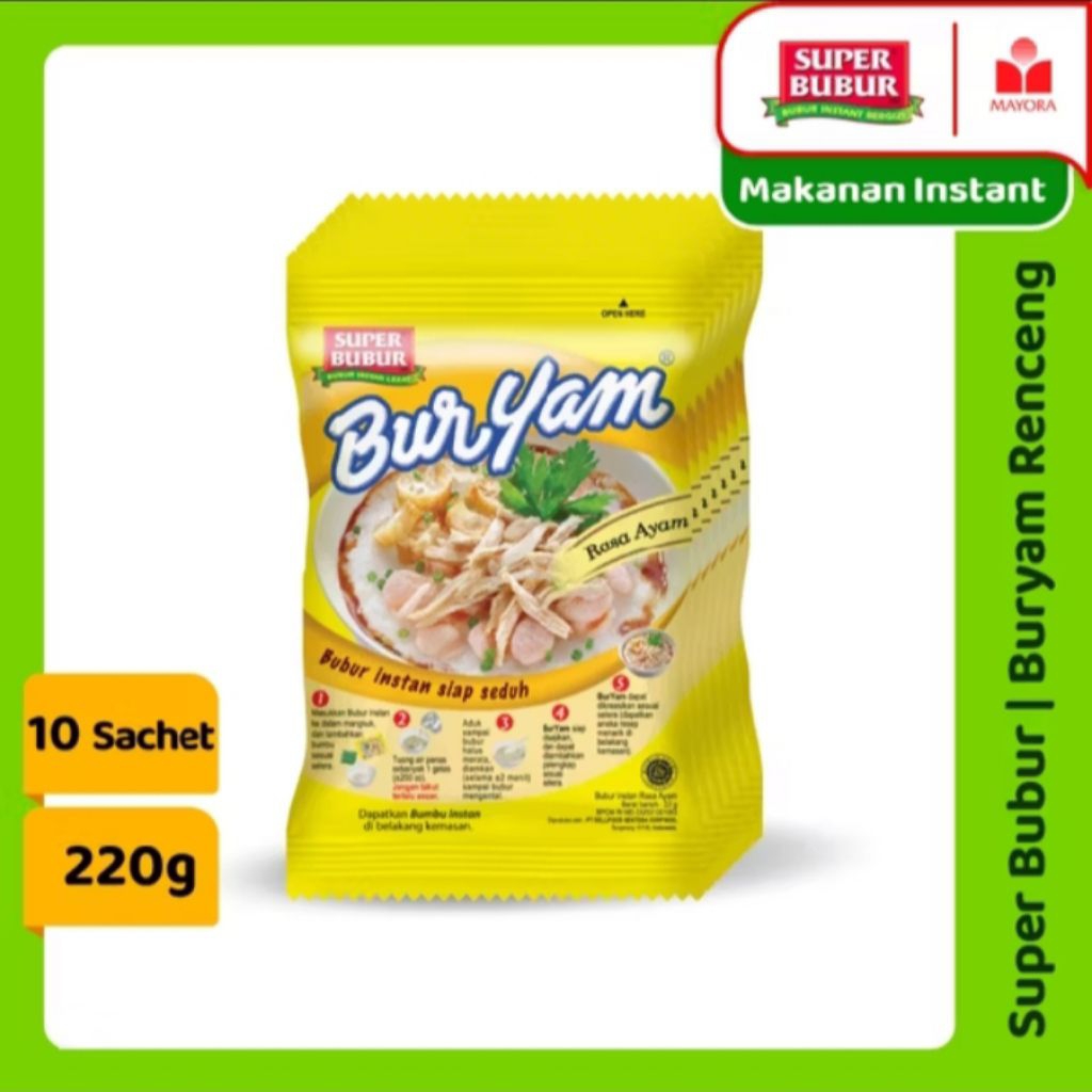 

SUPER BUBUR BURYAM 10 sachet @ 22 gram BUBUR INSTAN