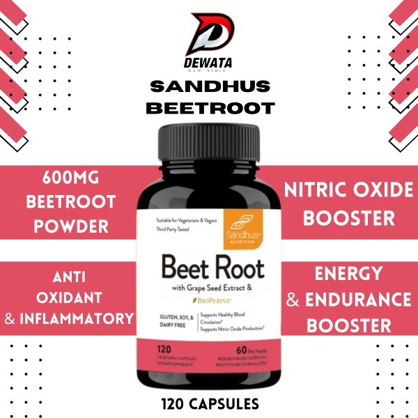 Sandhus USA BEETROOT 650mg 120 Capsule Betaine Anhydrous Boost Endurance V02 Max