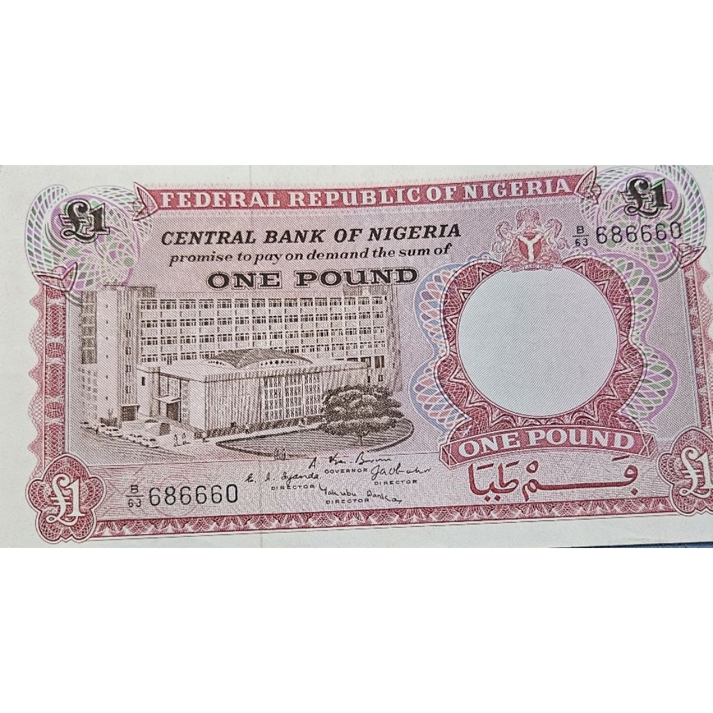 Uang Asing Kuno Langka Negara Federal Republik nigeria Nominal 1 Pounds Original 100% Kertas Utuh