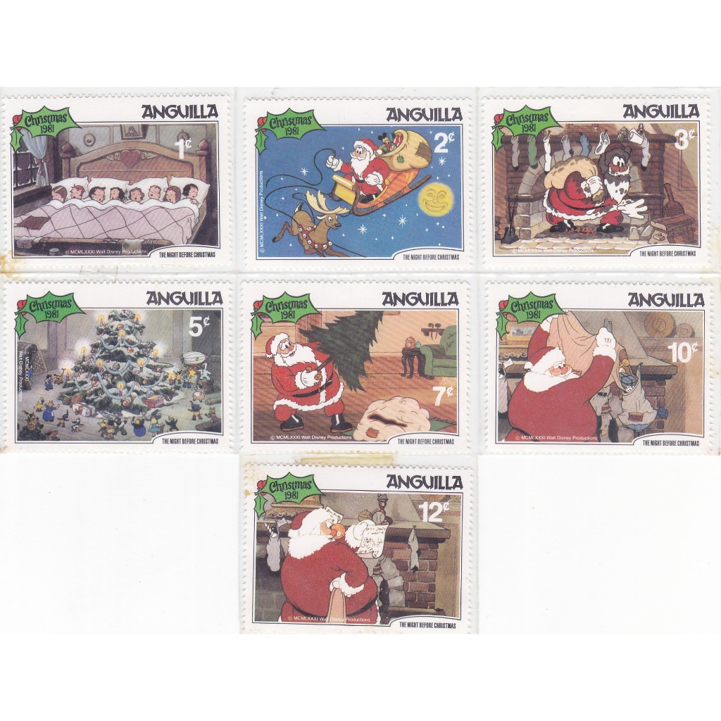 

Disney Animated Short Movie The Night Before Christmas Anguilla 1981 Postage Stamps Perangko Prangko Pos Filateli Philately