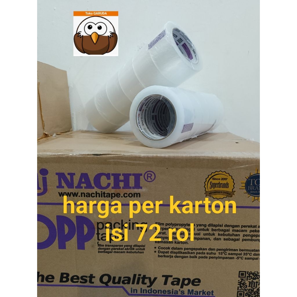 

KHUSUS GOJEK/GRAB/INSTAN Lakban Nachi BENING 1KARTON ISI 72 ROL (CORE UNGU, TERPANJANG)