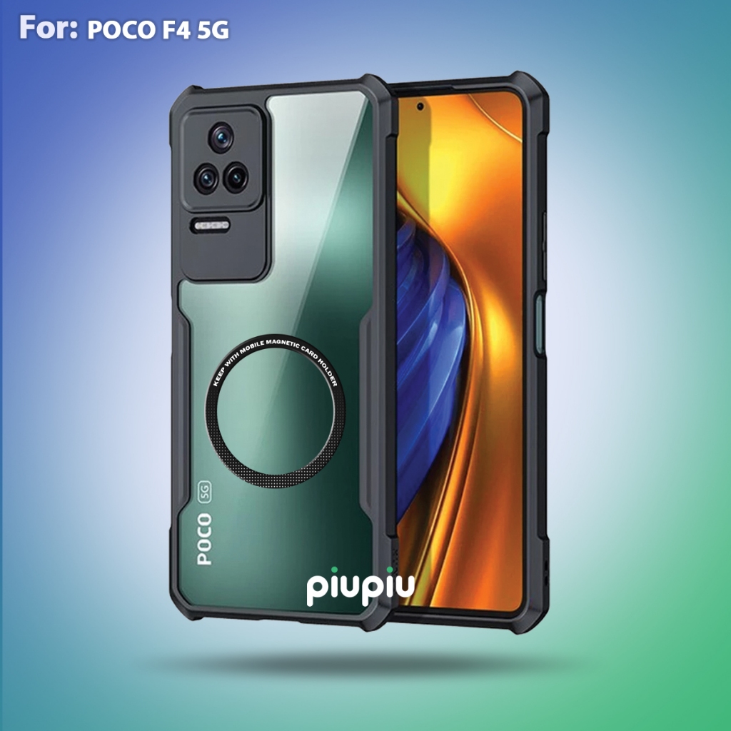 Case Poco F4 5G Casing Transparan With Ring Magnetic