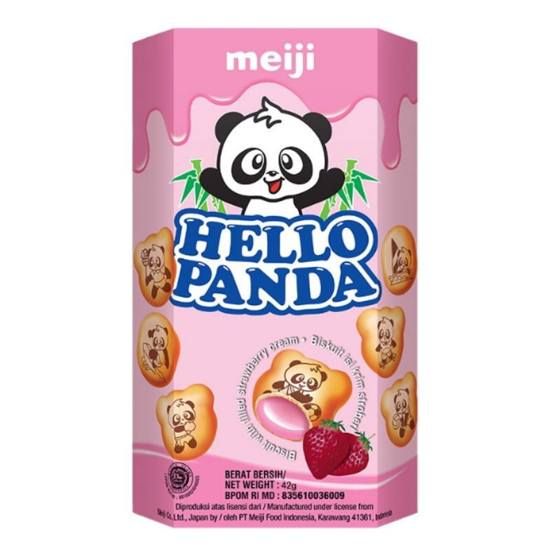 

[oddsolshop] pekanbaru/Meiji Hello Panda Biscuit Strawberry Cream 42GR Biskuit Isi Krim Stroberi