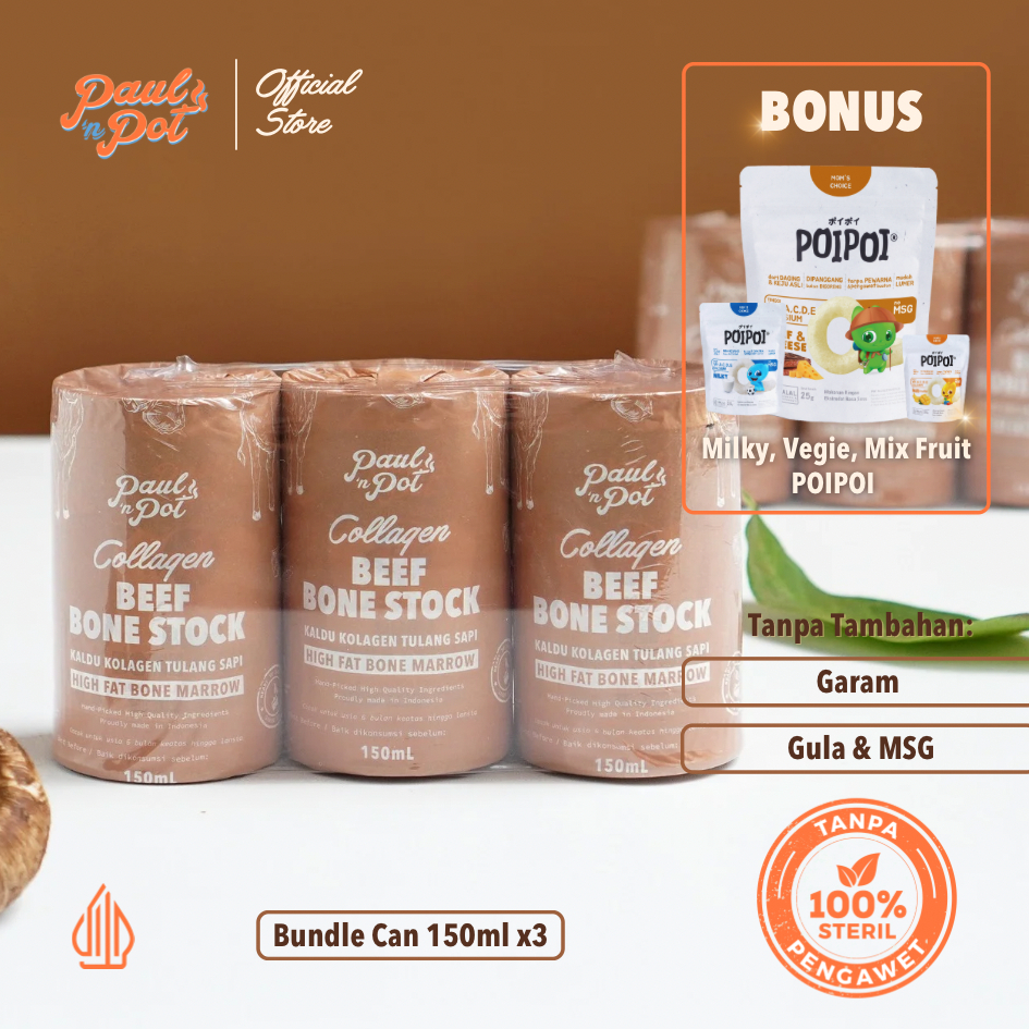 

Bundle 3 Can 150ml - Collagen Beef Bone Stock - Kaleng - Bone Broth MPASI