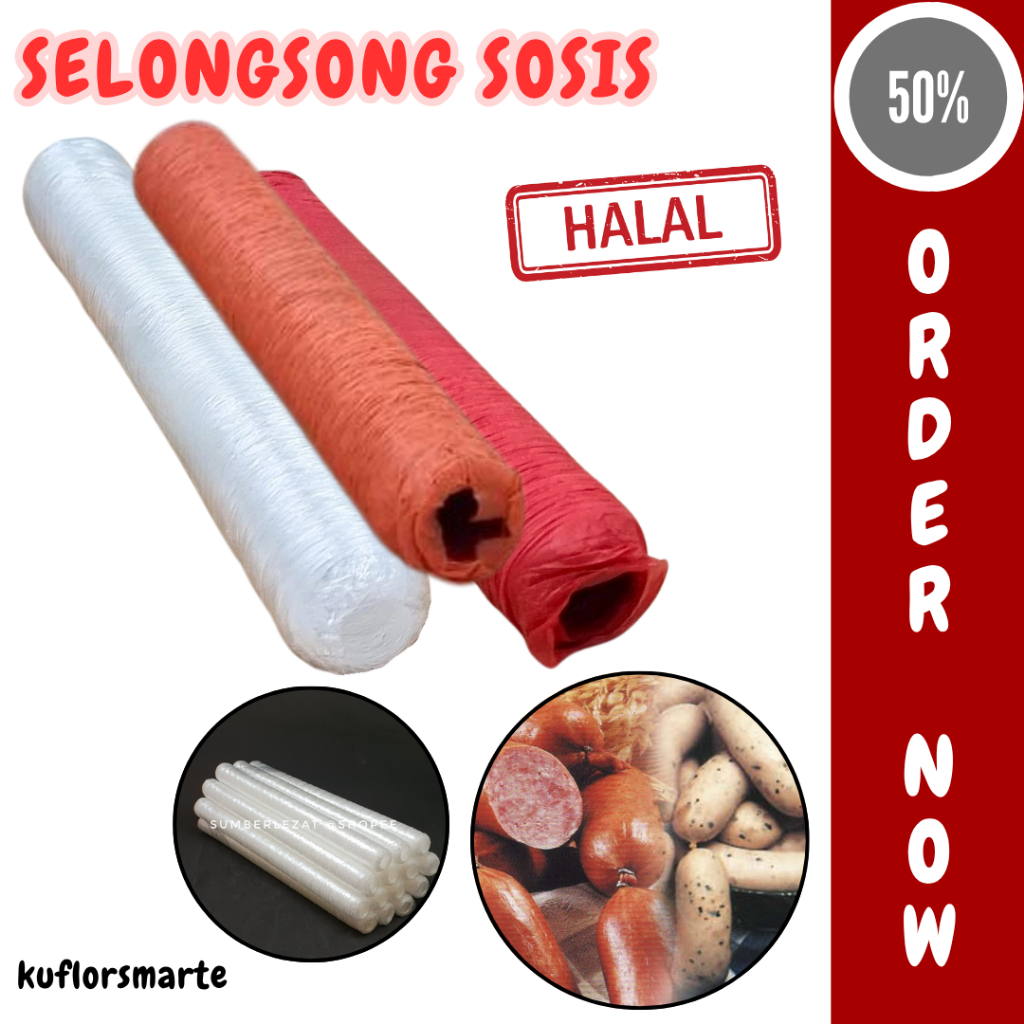 Casing Selongsong Sosis / Kesing Sosis Food Grade Plastik Edible Kolagen Lengkap ( HALAL )