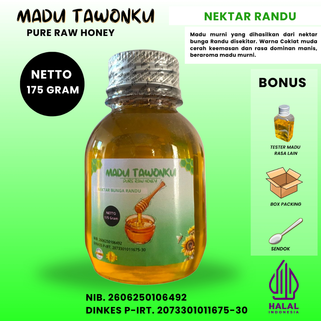 

Madu Asli Murni Tanpa Campuran Nektar Randu 175gram Bersertifikat P-IRT