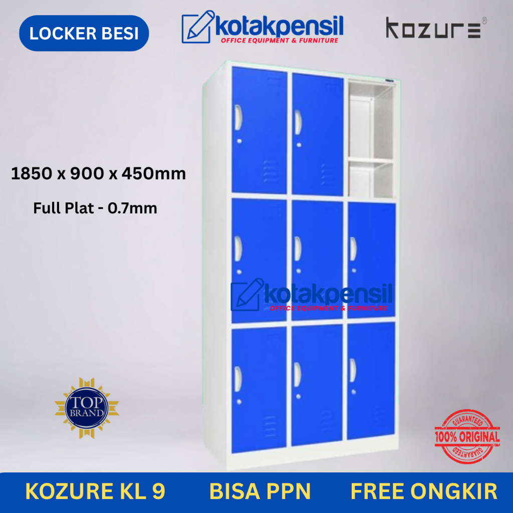 Locker KOZURE KL9 Lemari Loker Besi 9 Pintu | Loker Sekolah | Loker Karyawan 9 Pintu