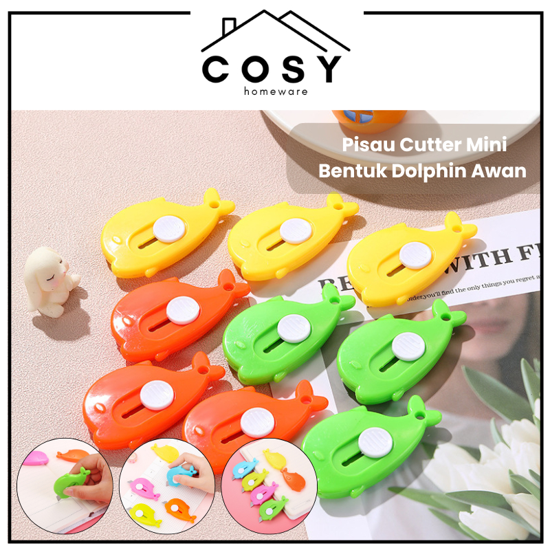

COSY Pisau Cutter Mini Bentuk Dolphin Awan / Alat Bantu Potong Kertas Plastik Unboxing Paket