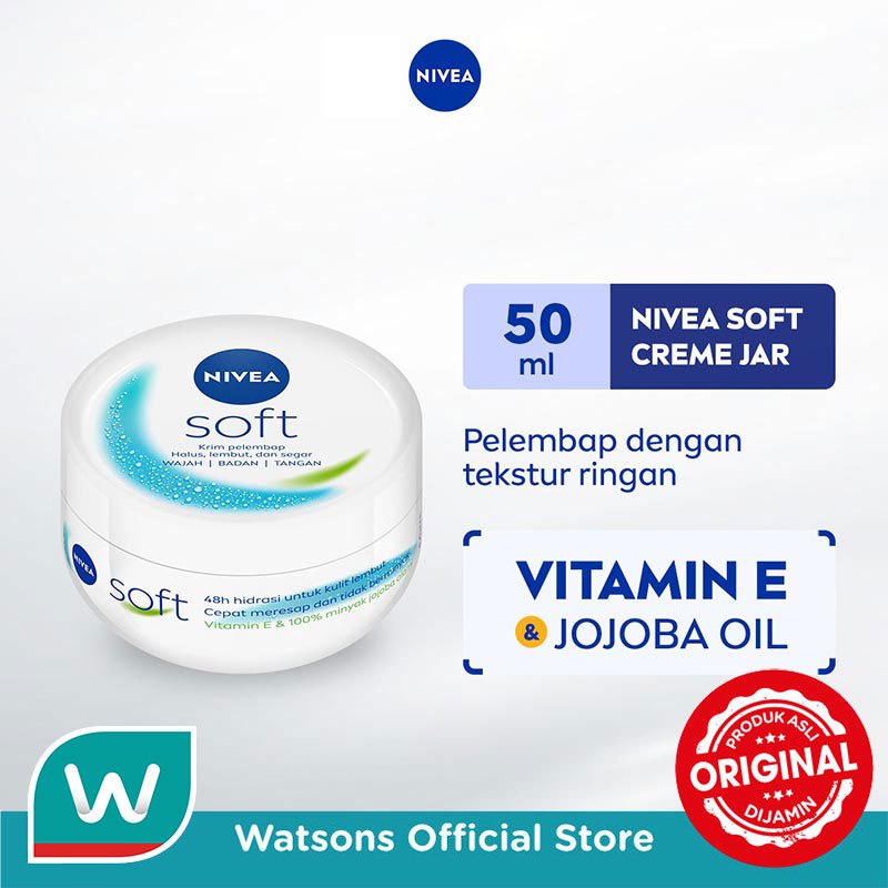 Nivea Soft Jar 50mL - Pelembab Kulit Wajah & Tubuh Tekstur Ringan