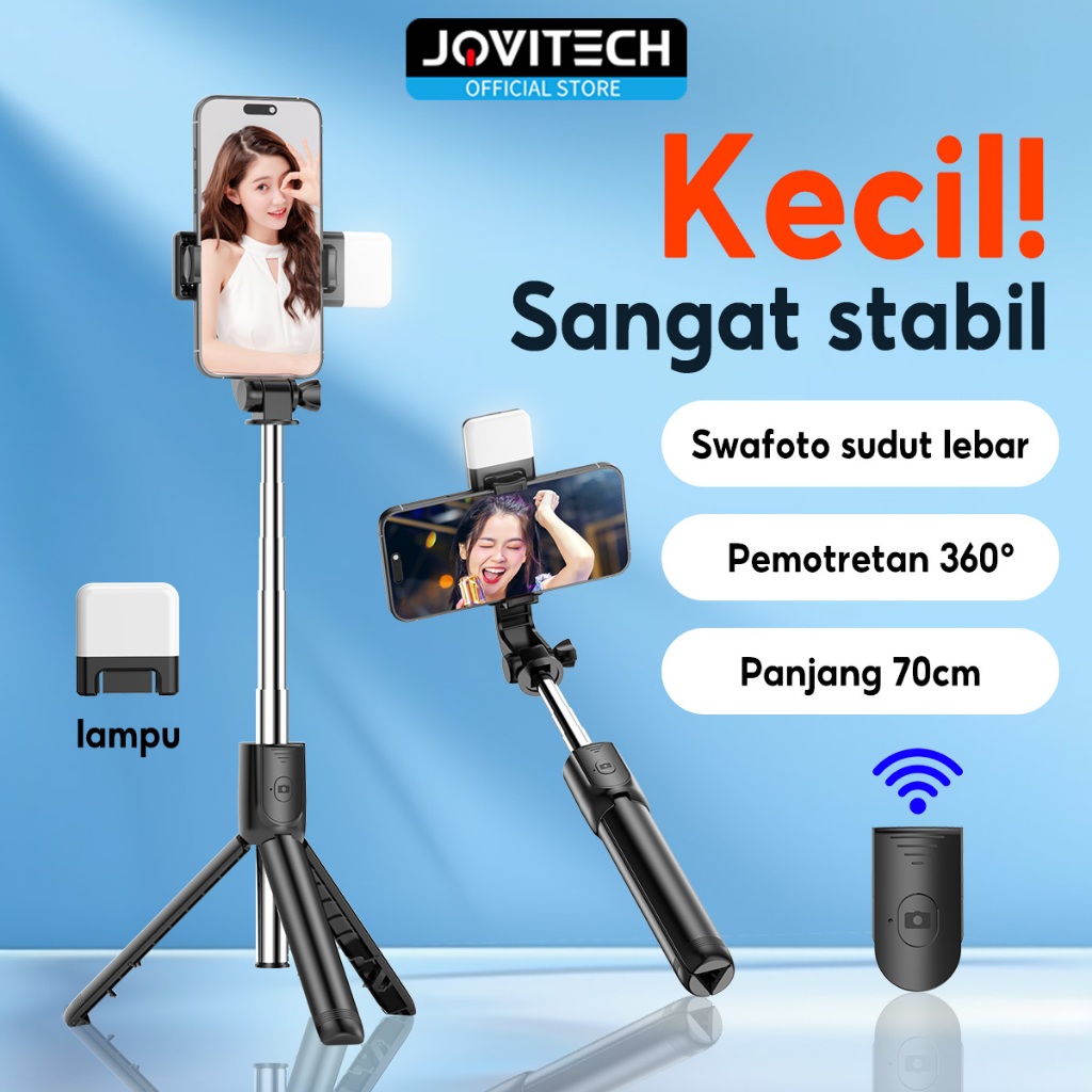 Jovitech TR08 3in1 Selfie Stick Tongsis Blutooth Tripod Bluetooth Remote Shutter With Wireless Remot