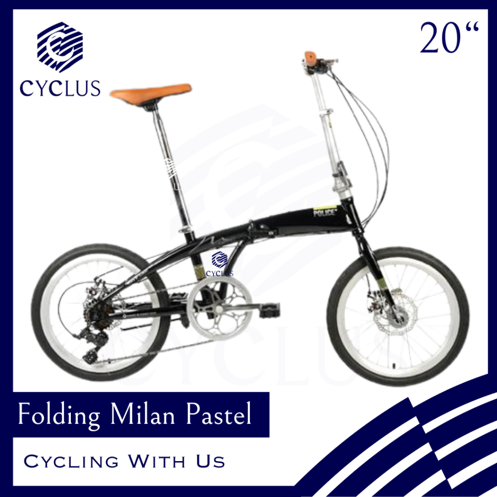 INSTAN - Sepeda Lipat Element Police Milan 8 Speed 20 Inch Terbaru Anak Dewasa Retro Vintage