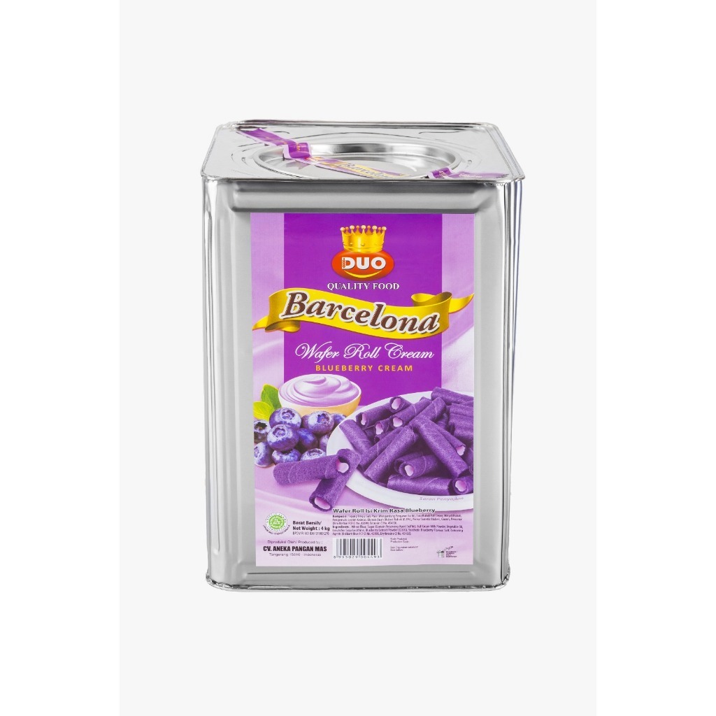 

Sehati Snack - Barcelona Box Wafer Roll/Wafer Stick Blueberry Cemilan Enak Renyah | 250gr, 500gr Ecer
