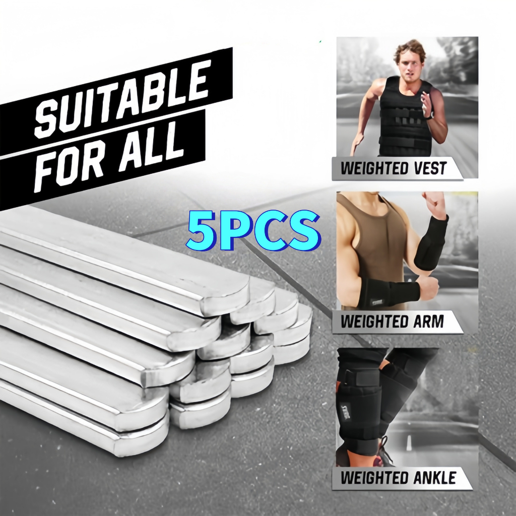 5 pcs Plat Baja Pemberat - Dapat Diatur untuk Kaki, Lengan, dan Rompi Weighted Steel Plates