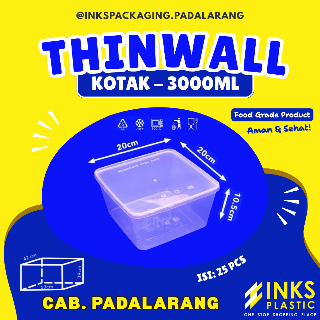 THINWALL KOTAK 3000 ML SQUARE 3000ML