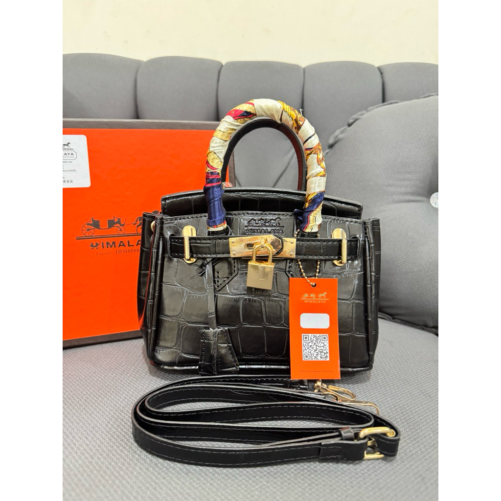 HIMALAYA-TAS SELEMPANG WANITA CROCO MINI BELISSA HITAM SIZE 20 CM FREE BOX HIMALAYA