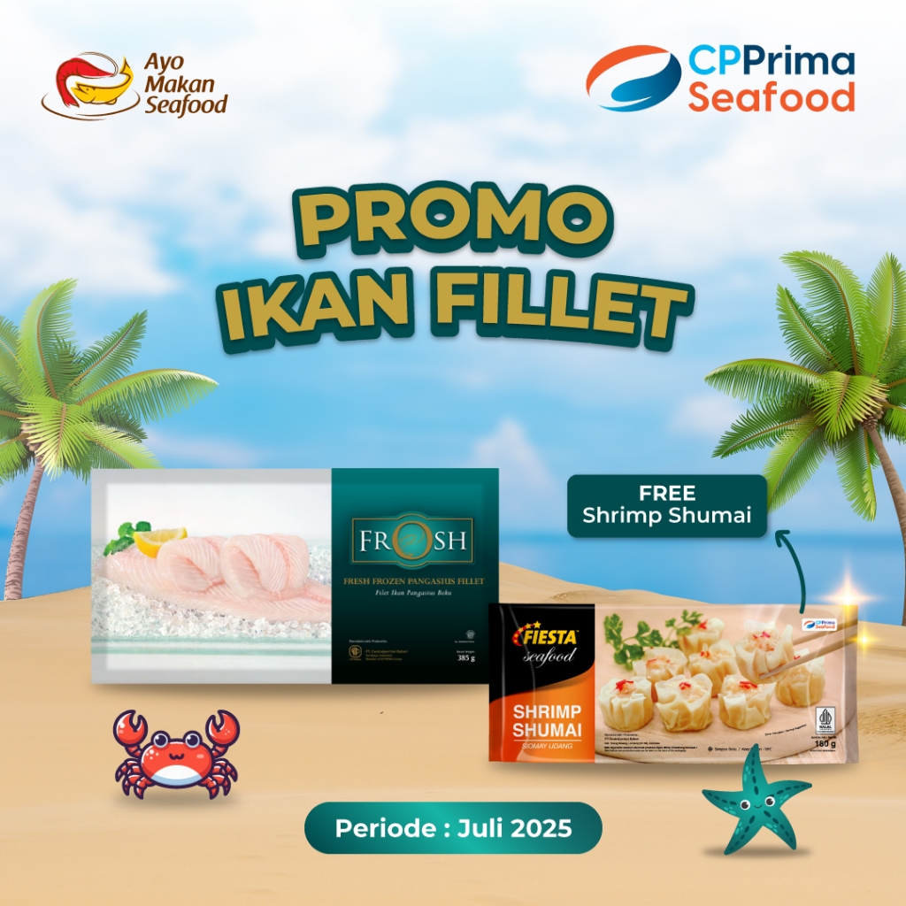 

PROMO Buy 1 Get 1 Beli Frosh Pangasius Fillet NPL 385g GRATIS Fiesta Seafood Shrimp Siomay 180g / Promo B1G1 / Promo Frozen Seafood