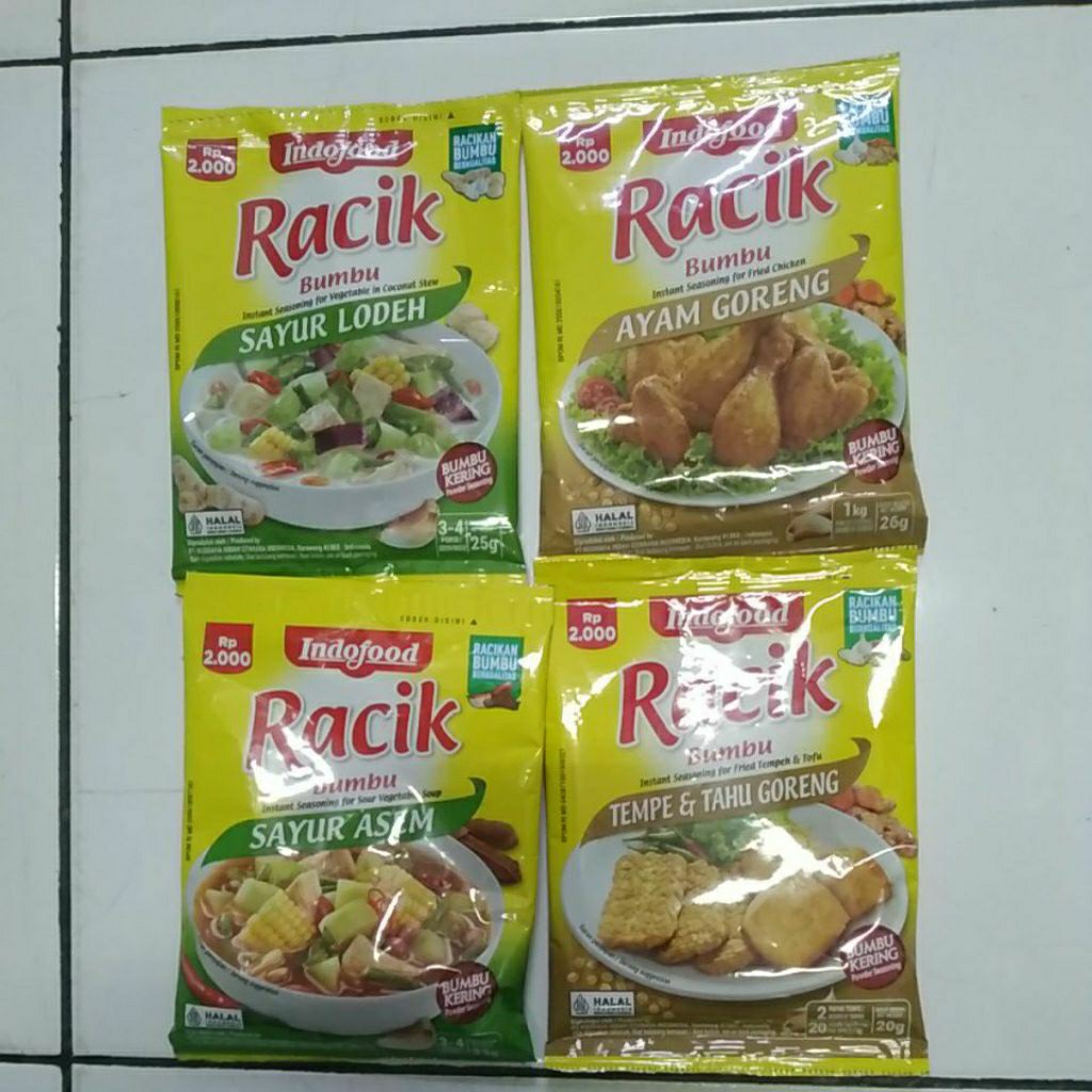 

Bumbu Racik 33 g, 20 g, 26 g, 25 g