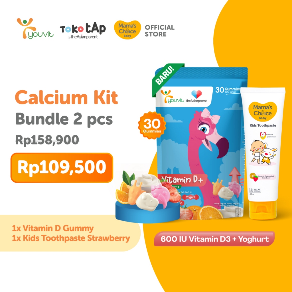 [Bundle] Calcium Kit Vit D Youvit x Mama's Choice Toothpaste Strawberry