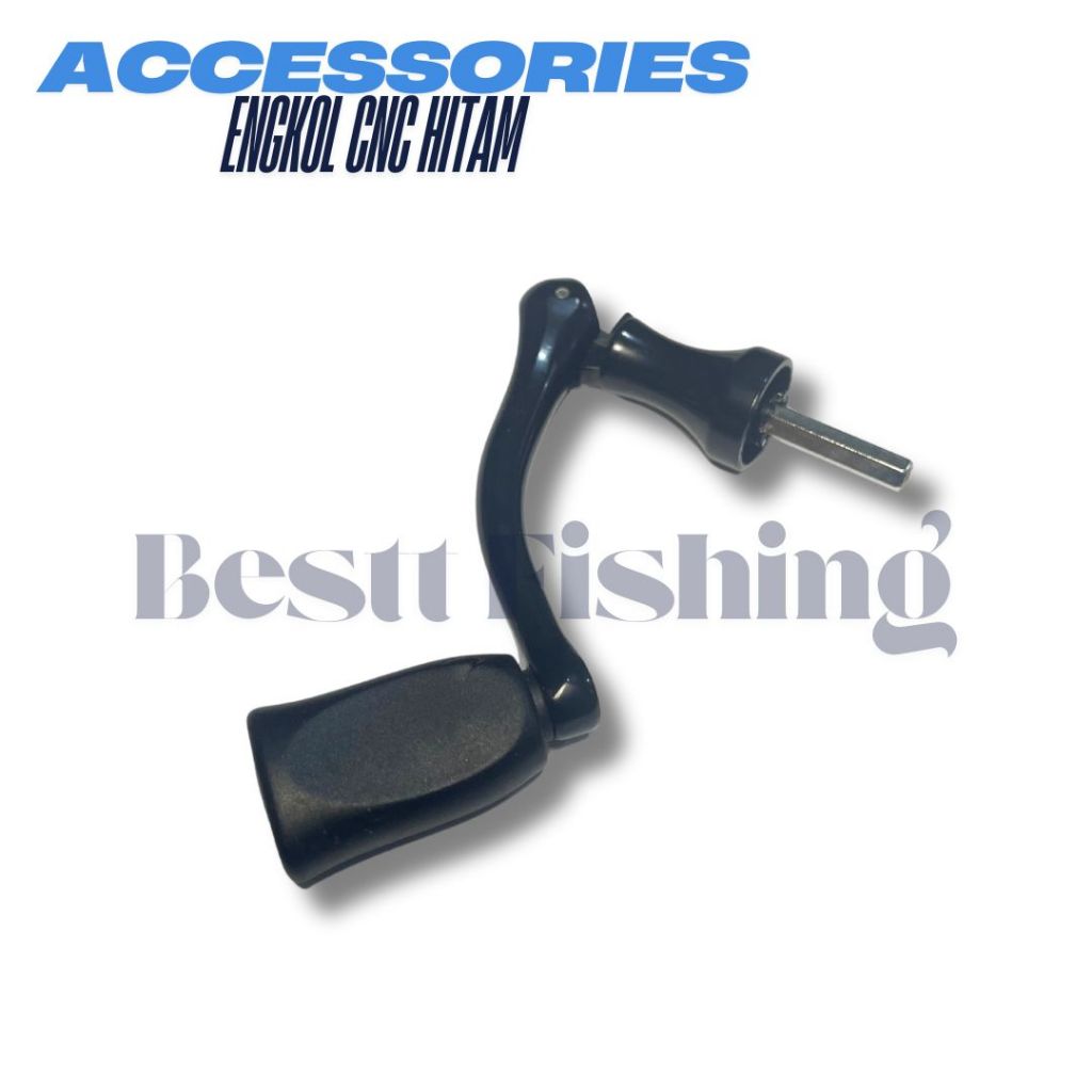 Engkol Handle Reel Pancing CNC Hitam Anti Karat Pegangan Rubber