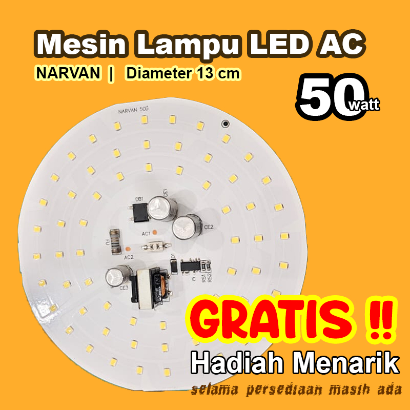 [GRATISGIFT] PCB LAMPU LED NARVAN 50W | MODUL LAMPU LED 13cm AC 220V | MESIN LAMPU LED 64pcs | PCB L