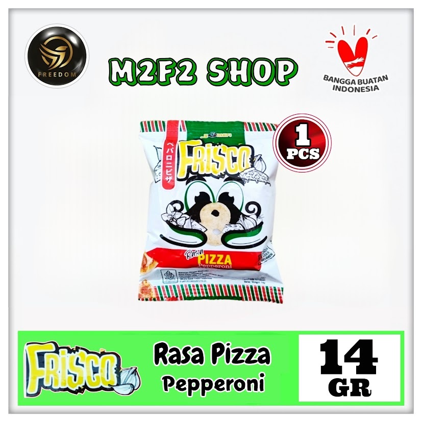 

Frisco Snack Pizza Pepperoni Flavour | Makanan Ringan Ekstrudat Sachet - 14 gr (Kemasan Satuan)