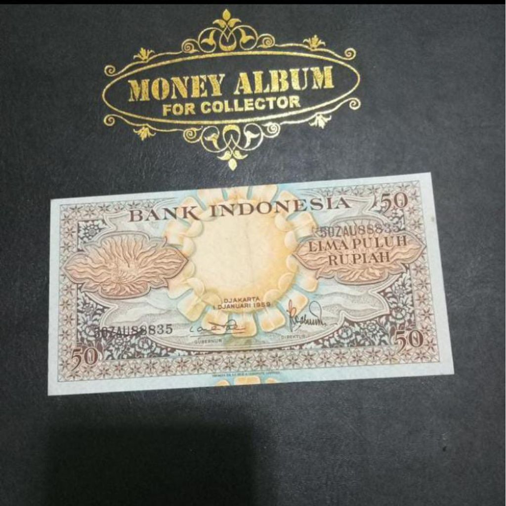 UANG 50 RUPIAH SERI BUNGA CANTIK TRIPLE 8 TAHUN 1959