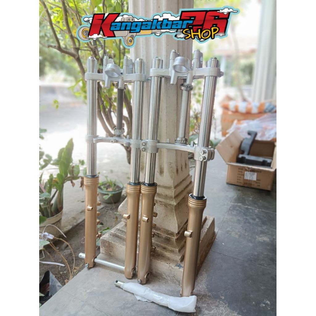 SHOCK SKOK DEPAN NINJA RR  IMPORT BOTTOM SILVER PNP HONDA CB,GL,MEGAPRO,TIGER