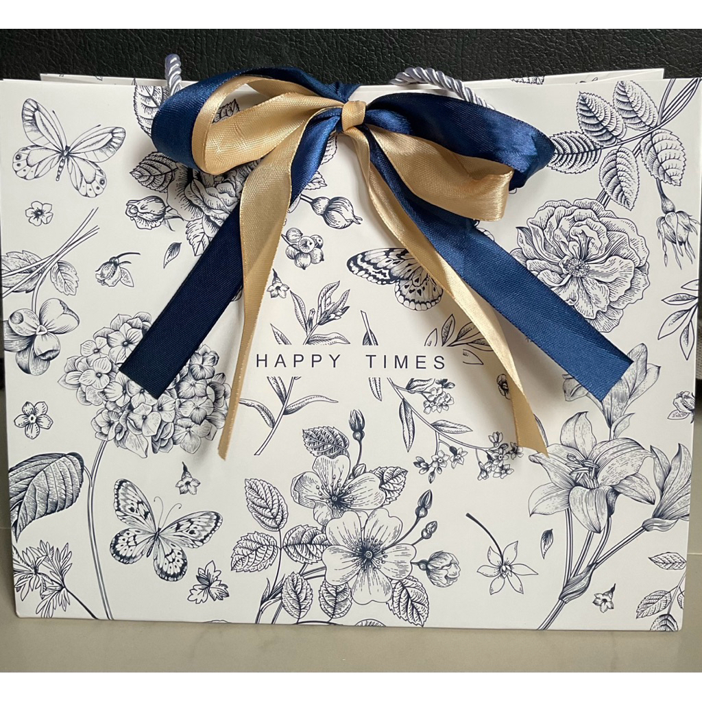 

[Velveta id] Aesthetic Flower Pattern Paper Bag + Ribbon (25x12x20) THICK&PREMIUM