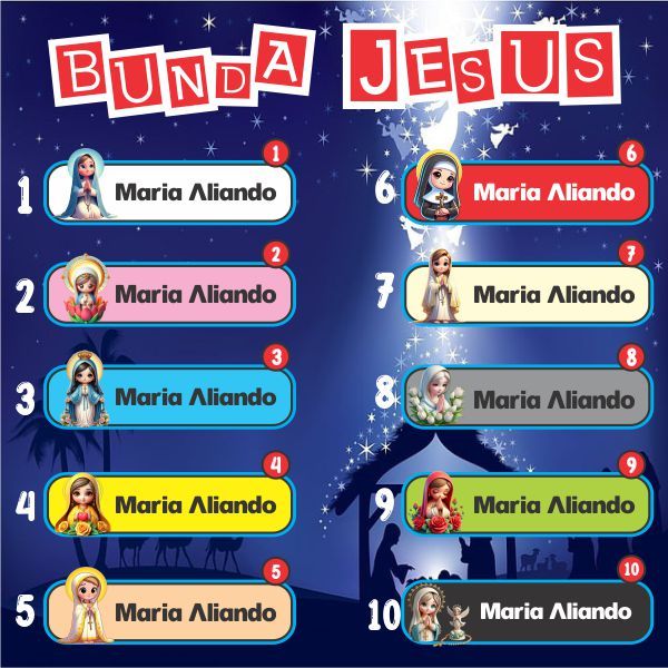 

Sticker Sablon Setrika Label Nama Karakter ( BUNDA MARIA) Anak Sekolah Asrama Name Tag Laundry