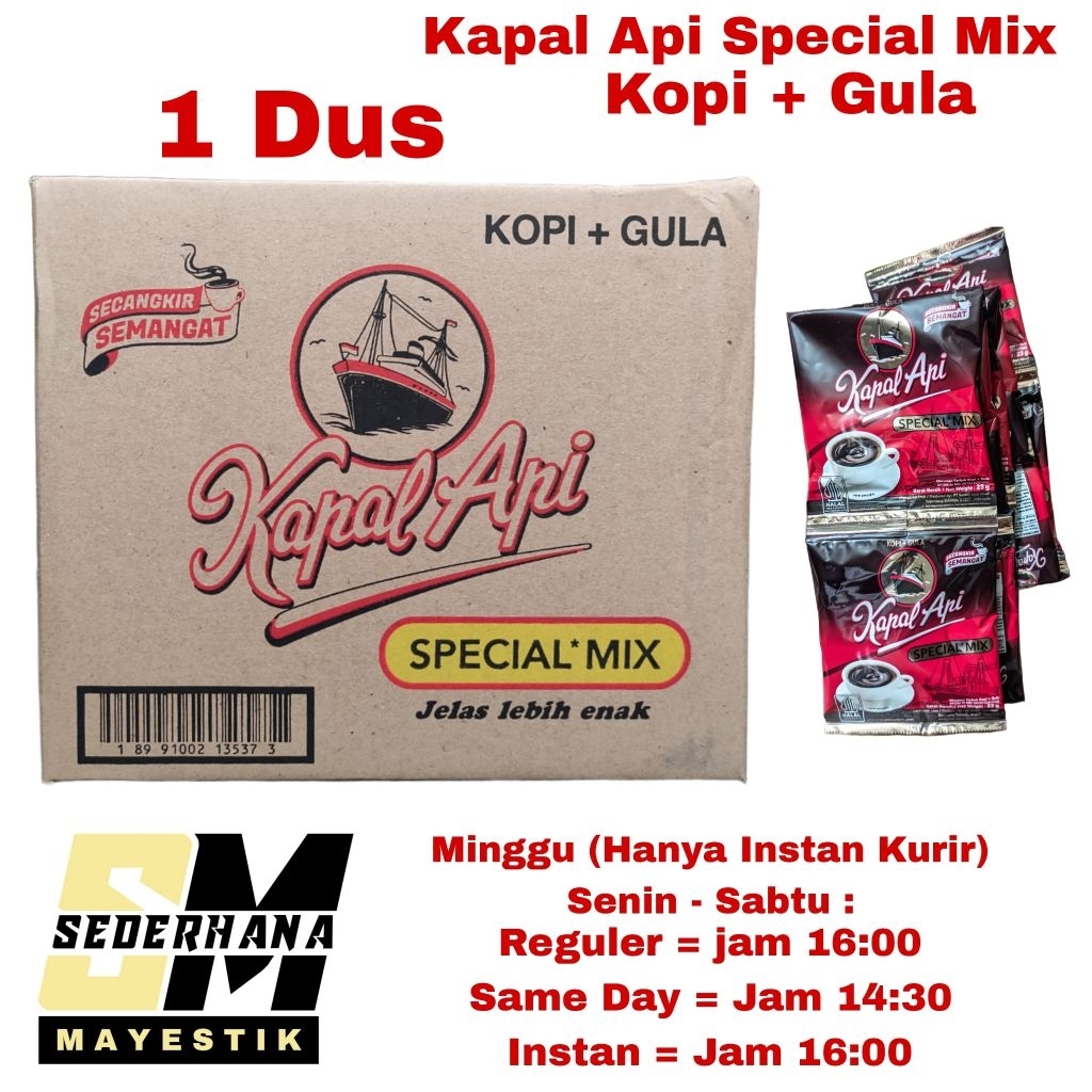 

Kapal Api Special Mix Kopi + Gula 1 Dus (12 Renteng)