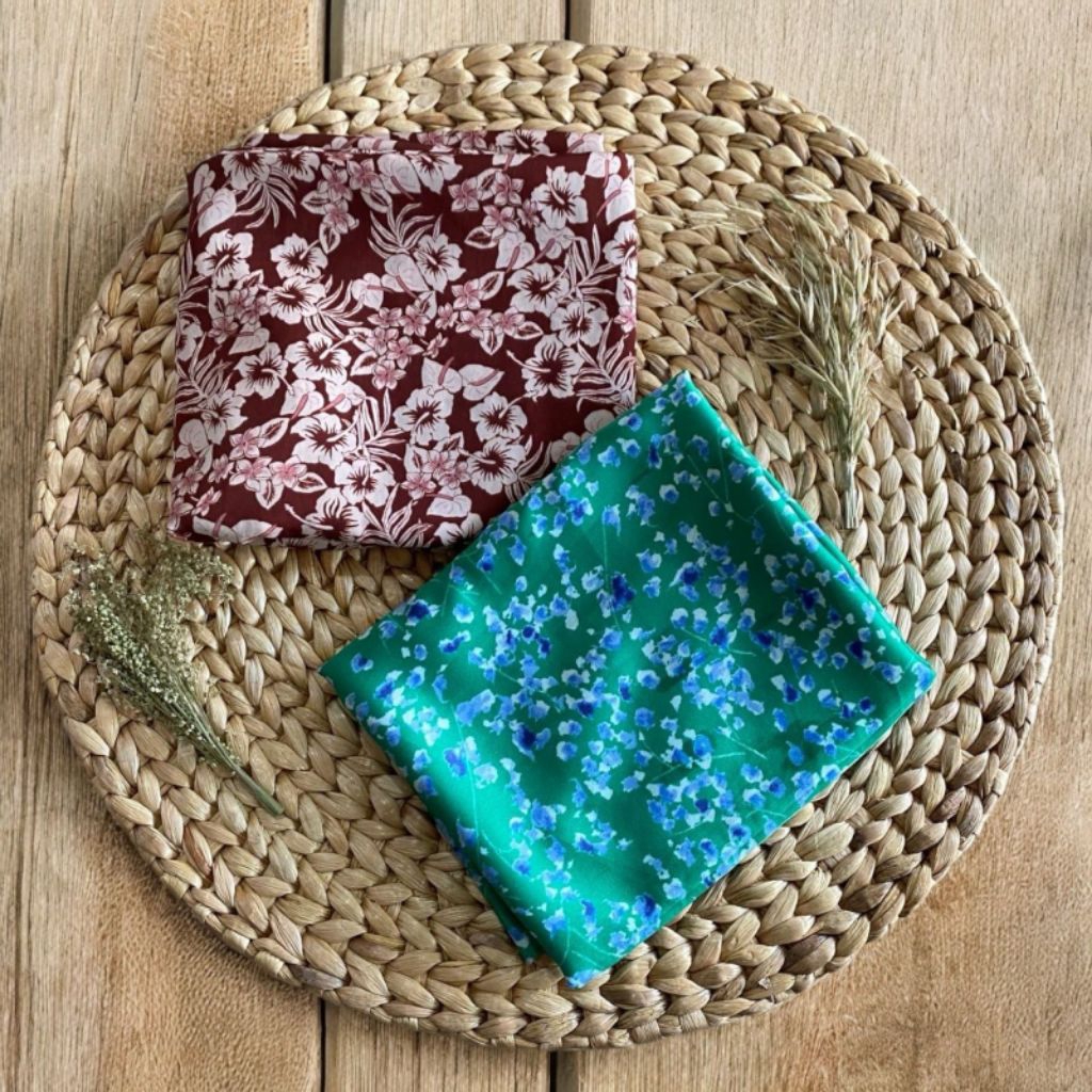 Kain satin silk premium-motif bunga(SADA) -halus &lembut-tidak transparan