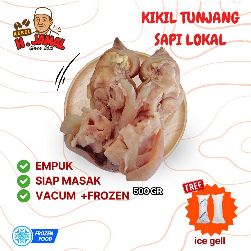 

Kikil Tunjang Kaki Sapi Lokal Matang 500gr - Vacum Frozen Food Siap Masak, Empuk, Higienis