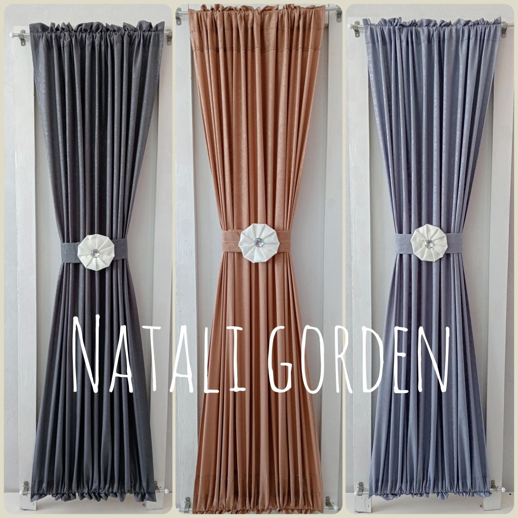 Gorden Kupu kupu Gorden Minimalis Pita Tengah Katun Polos  Gorden Tebal Estetik Jendela Ruang Tamu D