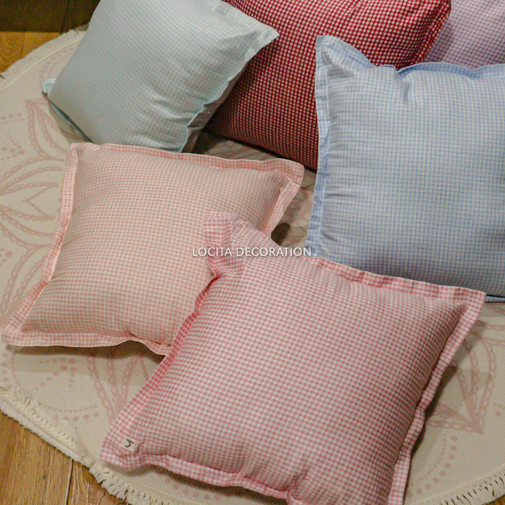Sarung Bantal Sofa motif Kotak-Kotak Gingham Aesthetic ala Korea/Bantal Kursi 40x40 cm/Bantal Tidur
