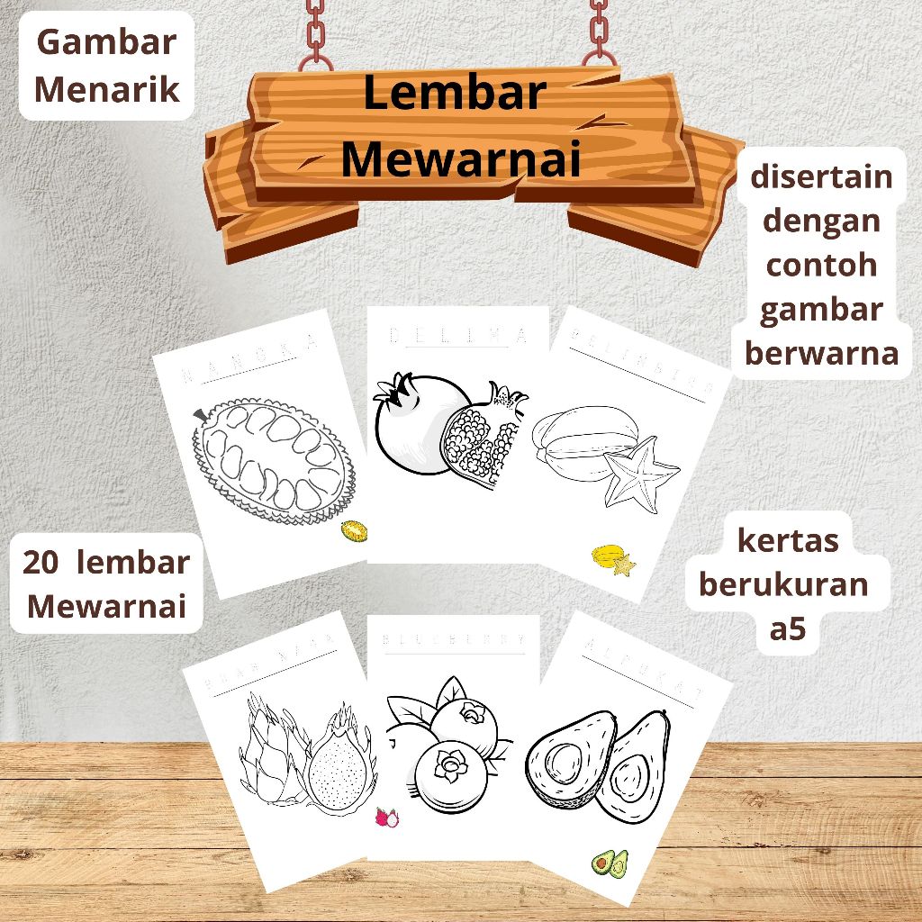 

20 LEMBAR MEWARNAI ANAK TEMA BUAH DISERTAI CONTOH GAMBAR BERWARNA